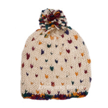 Nach Maß 100% Acryl Nette Polka DOT Mädchen Schnee Hut Jacquard Co Beanie